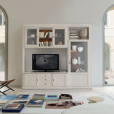 Parete Mobile Soggiorno Classico Finitura Bianco Consumato Con Intarsio Collezione Arte Piombini 8863P